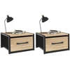 Image de Lot De 2 Tables De Chevet Murales Tiroir En Tissu Utah Design Industriel