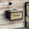 Image de IDMARKET Lot de 2 tables de chevet murales tiroir en tissu UTAH design industriel