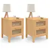 Image de Lot de 2 tables de chevet edhen 2 tiroirs cannage et bois