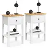 Image de Lot De 2 Tables De Chevet Achille 1 Tiroir Et 1 Tablette Blanc Et Plateau Bois