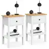 Image de Lot de 2 tables de chevet achille 1 tiroir et 1 tablette blanc et plateau bois