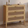 Image de IDMARKET Commode 3 tiroirs EDHEN 80 cm cannage coloris bois