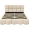 Image de Lit coffre double nuage avec tête de lit matelassée et sommier 140 x 190 cm velours beige
