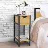 Image de IDMARKET Lot de 2 tables de chevet DETROIT 1 tiroir avec tablette gain de place bois et métal noir design industriel