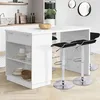 Image de IDMARKET Ilot central mange-debout 4 personnes VITO 130 cm blanc et plateau marbre ALASKA