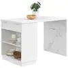 Image de Ilot central mange-debout 4 personnes vito 130 cm blanc et plateau marbre alaska