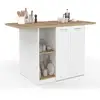 Image de Ilot central bao 140 cm 4 personnes bois blanc avec plan de travail façon hêtre