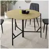 Image de Table à manger pliante ronde yael 4 personnes bois et noir design industriel 110 cm