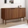 Image de ID MARKET buffet 3 portes 140 cm Moderne bois effet noyer