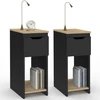 Image de Lot De 2 Tables De Chevet Étroites Anouk 1 Tiroir Avec Niche Noir Et Bois