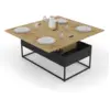 Image de Table Basse Plateau Relevable Rectangulaire Convertible En Table À Manger Boston 100 Cm Design Industriel
