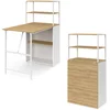 Image de Bureau Bibliothèque Pliable Ray Plateau Rabattable Bois Façon Hêtre Et Blanc