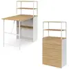Image de Bureau bibliothèque pliable ray plateau rabattable bois façon hêtre et blanc