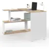 Image de Bureau D'angle Rotatif 180° Joy Étagère Forme S Bois Façon Hêtre Et Blanc