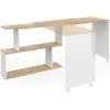 Image de Bureau d'angle rotatif 180° joy étagère forme s bois façon hêtre et blanc