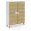Image de Meuble de rangement 4 portes helsinki scandinave blanc et bois