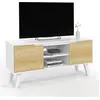 Image de Meuble Tv 110 Cm Finn Blanc 2 Portes Façon Hêtre
