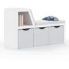 Image de Bibliothèque Banc Oscar 4 Cases Avec Coussins Gris Et Bacs Tissus 102 Cm Blanc