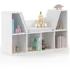 Image de Bibliothèque banc oscar 6 cases avec coussins gris 102 cm blanc