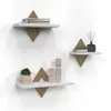 Image de Lot De 3 Étagères Murales Iris Façon Hêtre Et Blanc