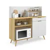 Image de Buffet Bas De Cuisine 120 Cm Olaf Plan De Travail H.83 Cm 1 Porte + 1 Tiroir Façon Hêtre Et Blanc