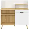 Image de Buffet bas de cuisine 120 cm olaf plan de travail h.83 cm 1 porte + 1 tiroir façon hêtre et blanc