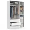 Image de Dressing Modulable Taylor 120 X 55 X 200 Cm 2 Modules Avec Penderie + Étagères + Tiroirs Blanc