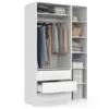 Image de Dressing modulable taylor 120 x 55 x 200 cm 2 modules avec penderie + étagères + tiroirs blanc