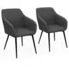 Image de Lot De 2 Chaises De Salle À Manger, Fauteuils De Table Jany En Velours Côtelé Gris