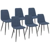 Image de Lot De 6 Chaises Mira En Tissu Bleu Pour Salle À Manger