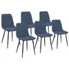 Image de Lot de 6 chaises mira en tissu bleu pour salle à manger