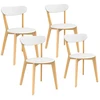 Image de Lot De 4 Chaises Scandinaves Freja Bicolore Blanc Et Bois Pour Salle À Manger