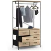 Image de IDMARKET Dressing penderie L. 80 cm UTAH avec 6 bacs en tissu bois et noir