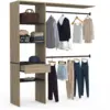 Image de Kit Dressing Meline 160 X 40 X 180 Cm Hêtre Avec Étagères Noires + Tiroir + Double Penderie