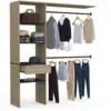 Image de Kit dressing meline 160 x 40 x 180 cm hêtre avec étagères noires + tiroir + double penderie