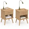 Image de Lot De 2 Tables De Chevet Juliette 1 Tiroir Avec Niche Effet Lattes Tasseau Bois
