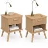 Image de Lot de 2 tables de chevet juliette 1 tiroir avec niche effet lattes tasseau bois