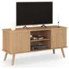 Image de Meuble Tv 110 Cm Juliette 2 Portes Lattes Tasseau Bois Coloris Chêne