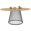 Image de Table À Manger Extensible Ronde Yuna 4-8 Personnes Plateau Bois Et Pied Filaire En Métal 110-150 Cm