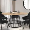 Image de Table à manger ronde extensible - IDMARKET - YUNA - Bois et noir - 4-8 personnes - 110-150 cm