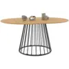 Image de Table à manger extensible ronde yuna 4-8 personnes plateau bois et pied filaire en métal 110-150 cm