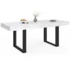 Image de Table À Manger Extensible Rectangle Phoenix 4-8 Personnes Plateau Effet Marbre Blanc Alaska 160-200 Cm