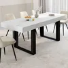 Image de Table à manger rectangle extensible - IDMARKET - PHOENIX - Mabre et noir - 4-8 personnes - 160-200 cm