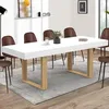 Image de IDMARKET Table à manger extensible rectangle PHOENIX 4-8 personnes blanc pieds bois 160-200 cm