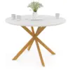 Image de Table À Manger Ronde Alix 6 Personnes Pied Araignée Bois Plateau Blanc Gisele 110 Cm