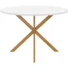 Image de Table à manger ronde alix 6 personnes pied araignée bois plateau blanc gisele 110 cm