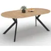 Image de Table À Manger Extensible Ronde Alix 4-10 Personnes Pied Araignée Bois Et Noir 110-200 Cm