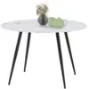 Image de Table à manger ronde amelia 4 personnes effet marbre blanc alaska pieds métal noir 110 cm