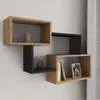 Image de IDMARKET Etagère murale double position LOUANE bois façon hêtre et noir