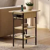 Image de IDMARKET Table dappoint - chevet avec multiprise DETROIT design industriel